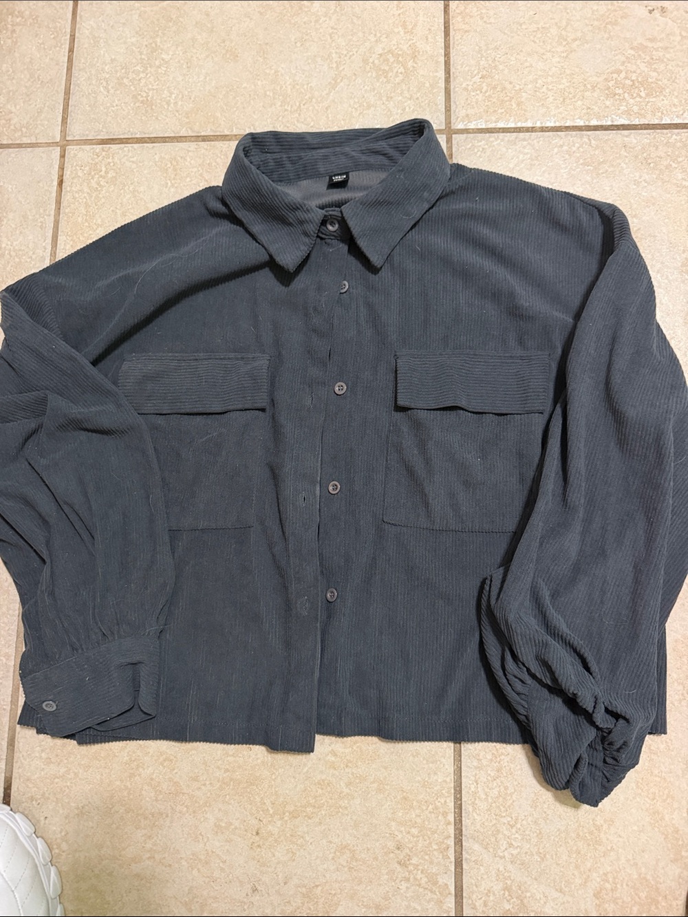 Women’s Dark Charcoal Corduroy Button-Up Jacket